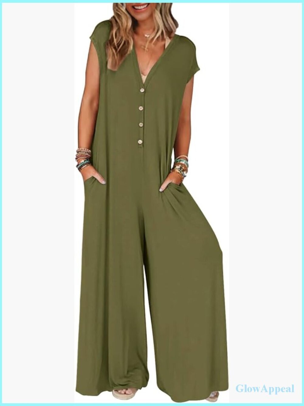 Deep V Neck Cap Sleeve Jumpsuit Wide Leg Pants Romper Casual Dressy